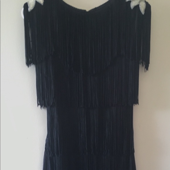 HW Designs Dresses & Skirts - Chic Black Fringe Mini Dress